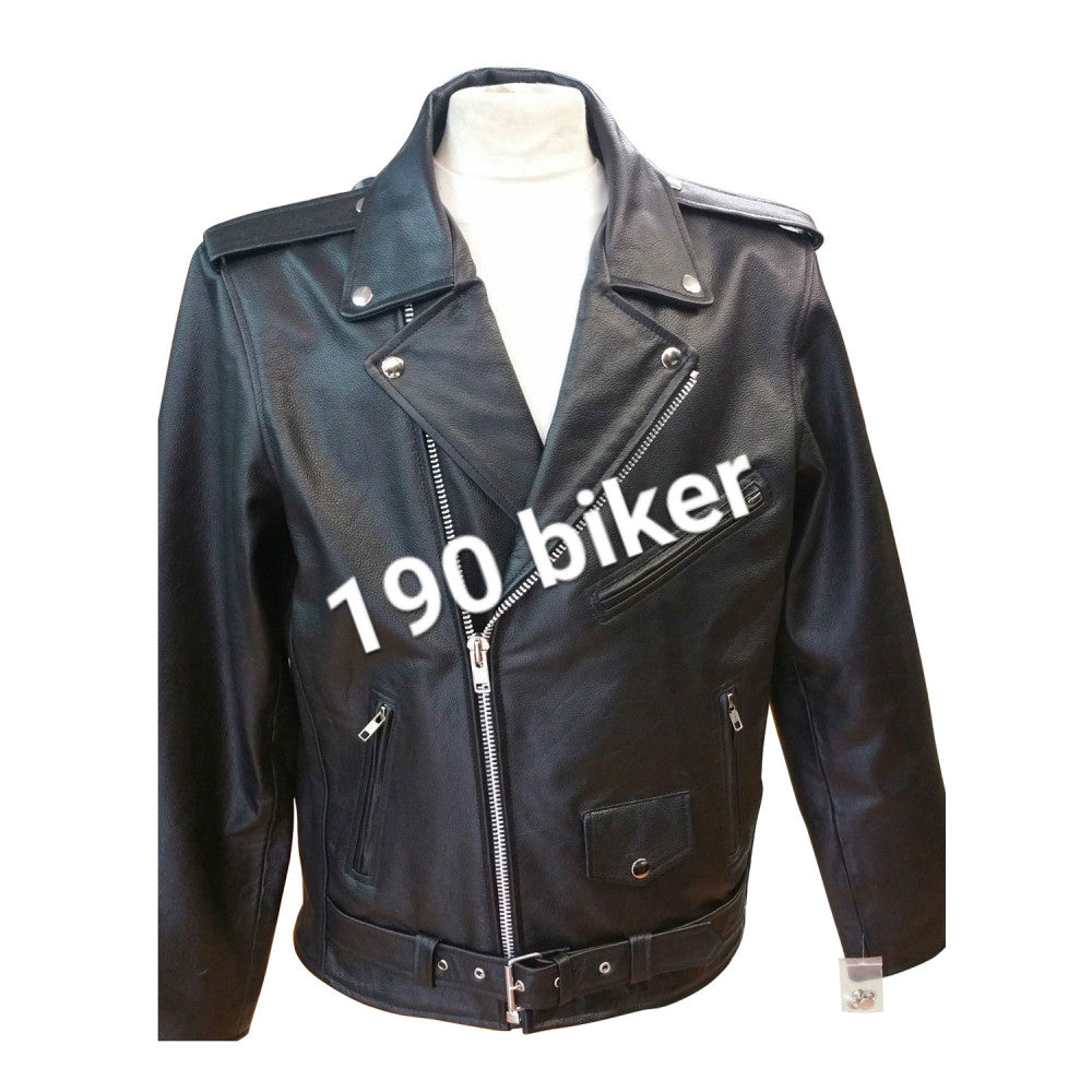 Texpeed Mens Leather Marlon Brando Motorcycle Jacket - Touring Motorbike Jacket With Genuine Biker CE Armour (EN 1621-1) Protection Black - S Texpeed Mens Leather Marlon Brando Motorcycle Jacket - Touring Motorbike Jacket With Genuine Biker CE Armour (EN 1621-1) Protection Black - S