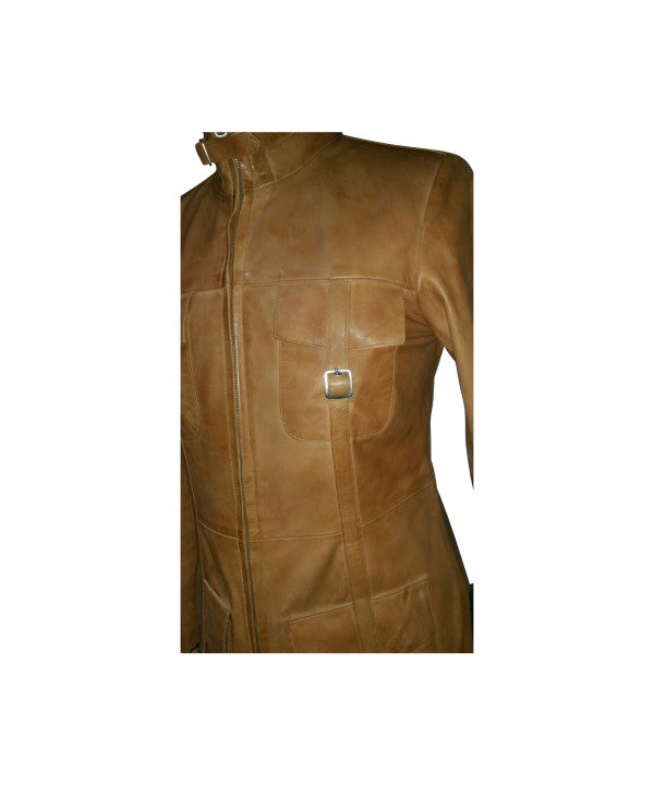 Soft Tan Knee Length Jacket121