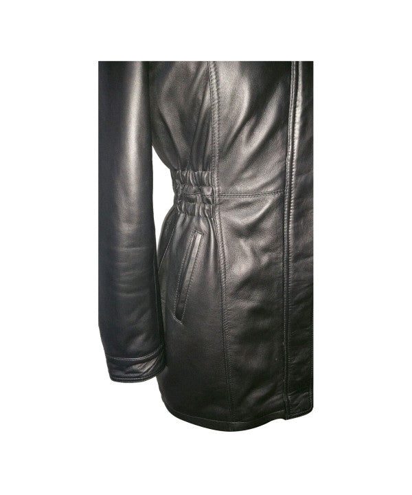 3/4 Ladies Real Leather Parka Coat