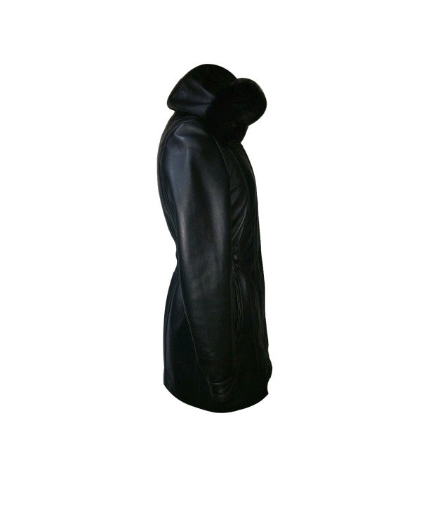 3/4 Ladies Real Leather Parka Coat