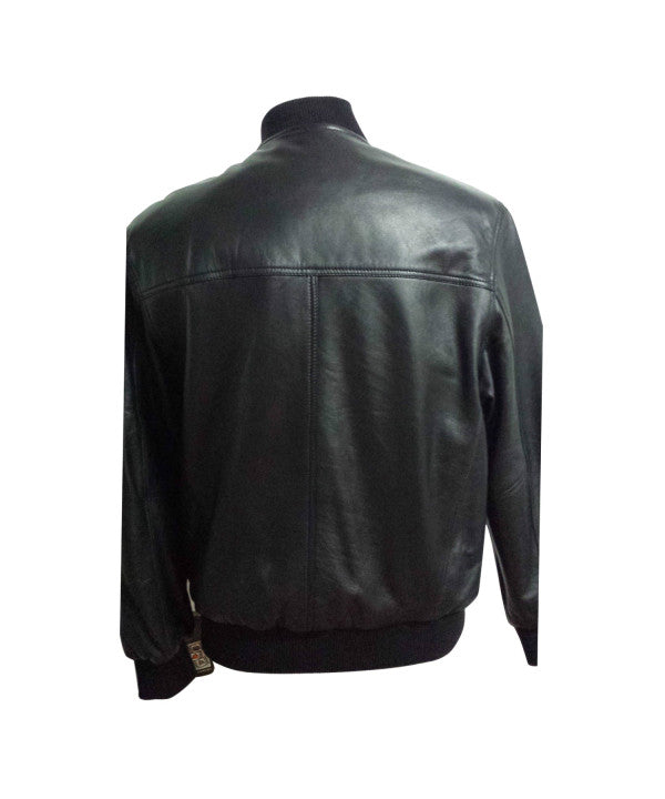 Mens Classic Leather Bomber Jacket