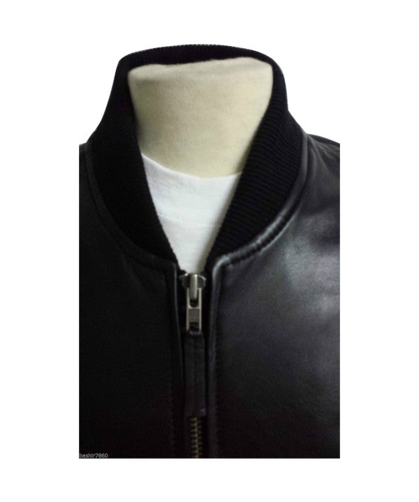 Mens Classic Leather Bomber Jacket