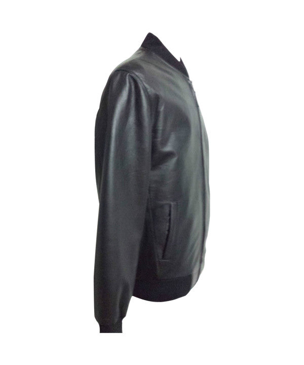 Mens Classic Leather Bomber Jacket