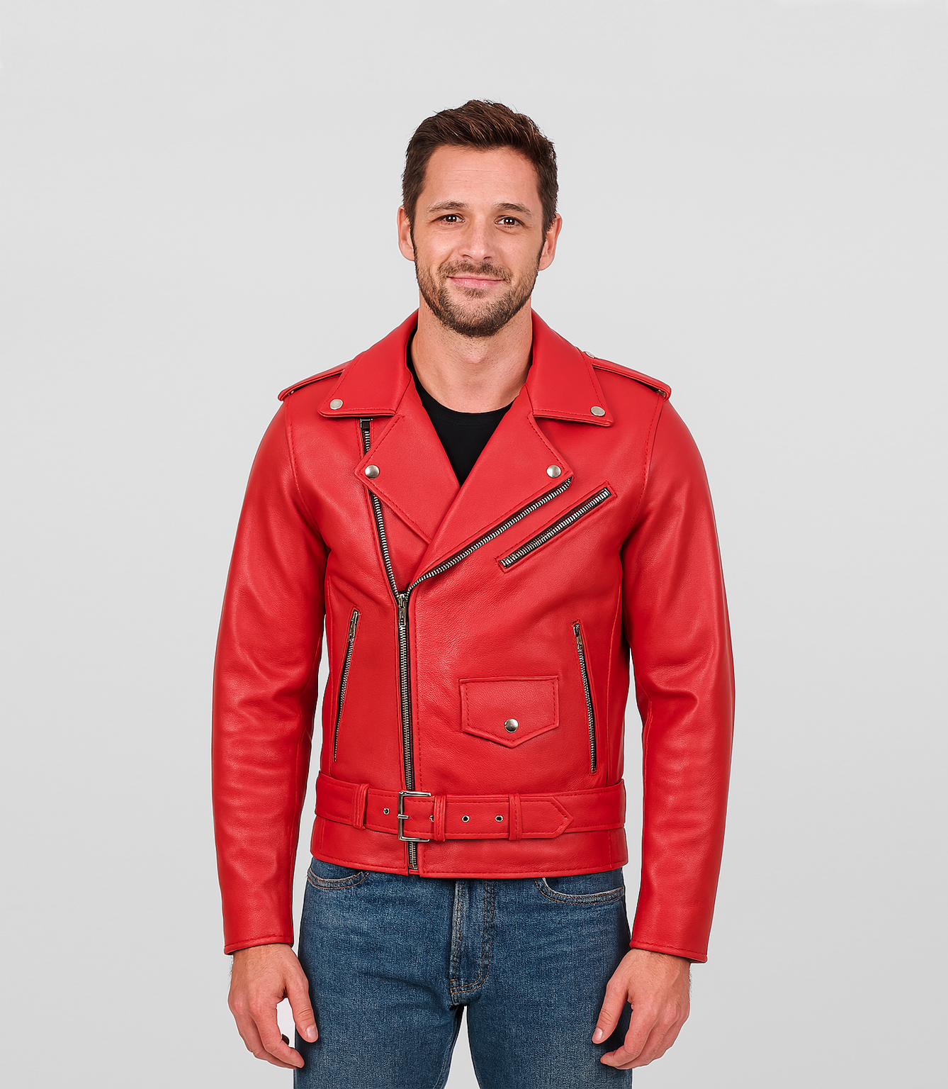 Mens Brando Perfecto Motor Biker Leather Jacket
