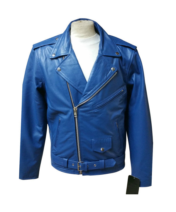 Mens Brando Style Motors Bike Real Leather Jacket