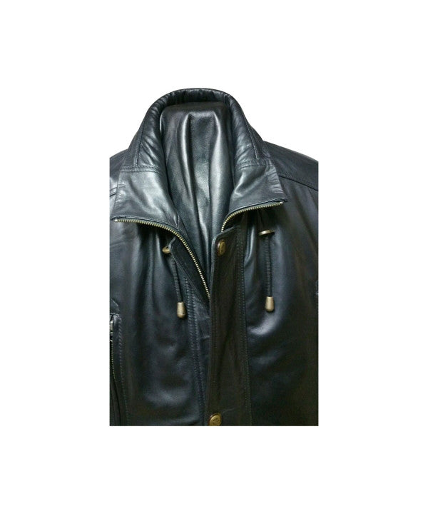 Men Parka Leather Coat