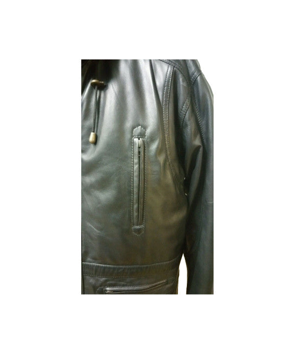 Men Parka Leather Coat