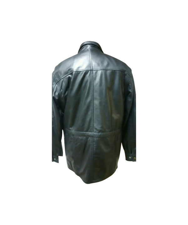 Men Parka Leather Coat