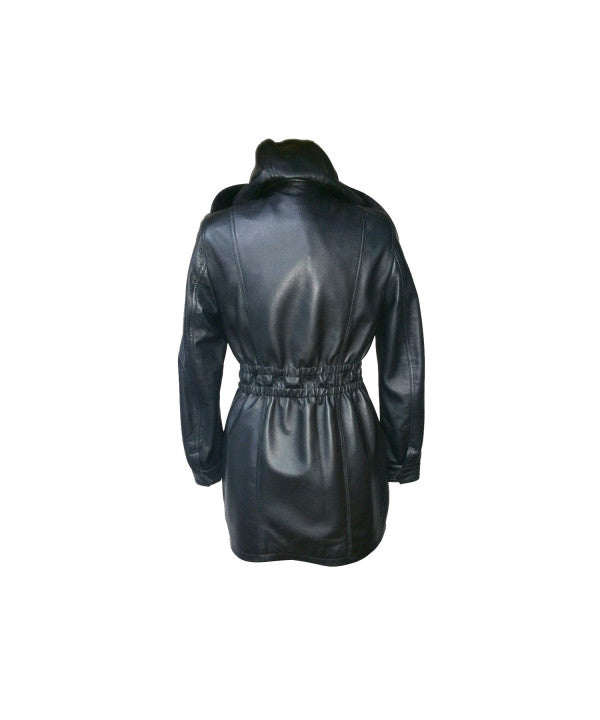 3/4 Ladies Real Leather Parka Coat