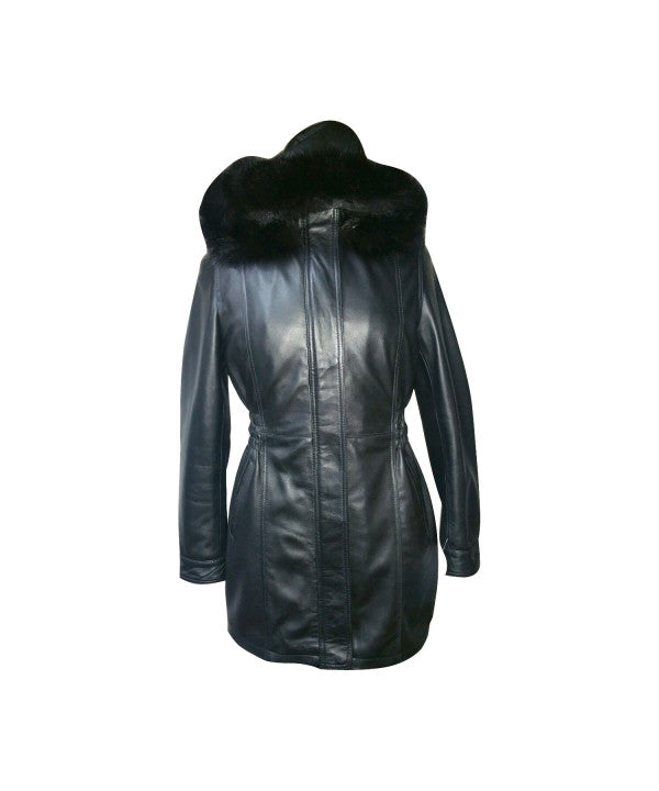 3/4 Ladies Real Leather Parka Coat