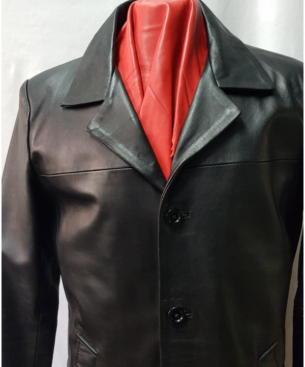Men classic leather coat - C476